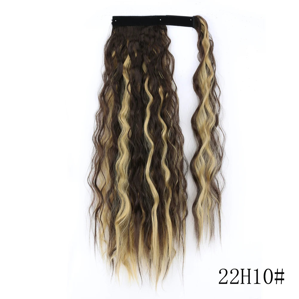 Wrap Around Ponytail Extension Synthetic Straight Hair 22-34 Inch