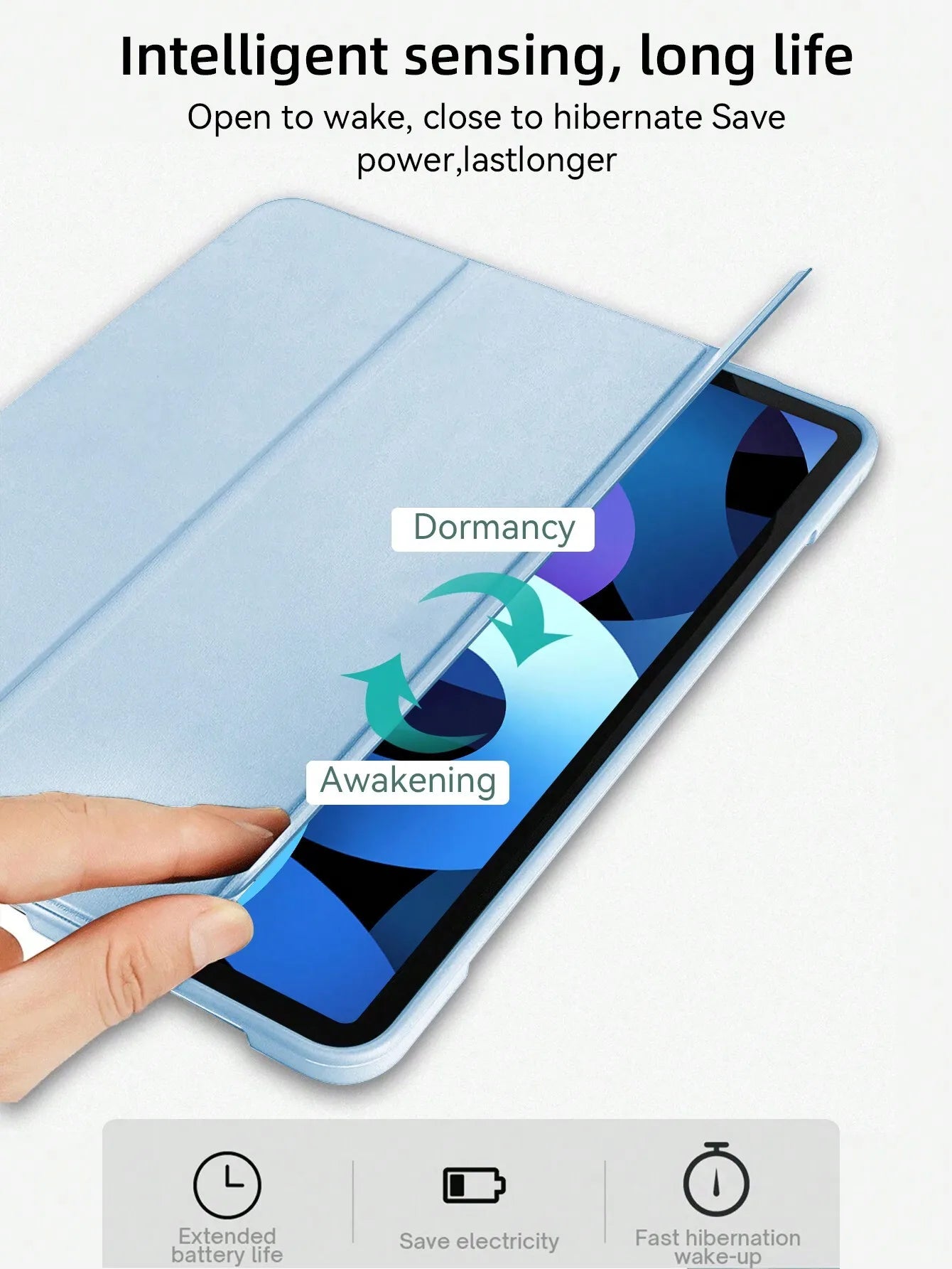 iPad Case with Pencil Slot - Soft Silicone Trifold Smart Cover