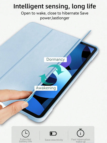 iPad Case with Pencil Slot - Soft Silicone Trifold Smart Cover