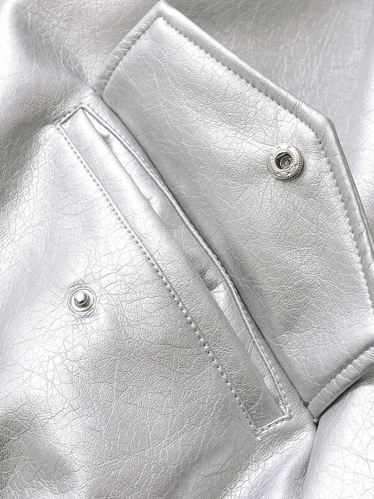 Faux Leather Jacket Women Loose Retro Zip Streetwear Coat