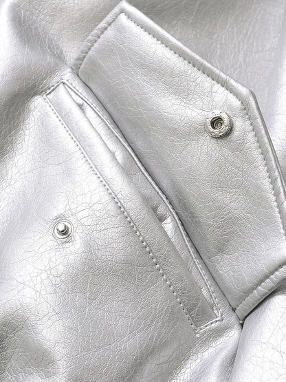 Faux Leather Jacket Women Loose Retro Zip Streetwear Coat
