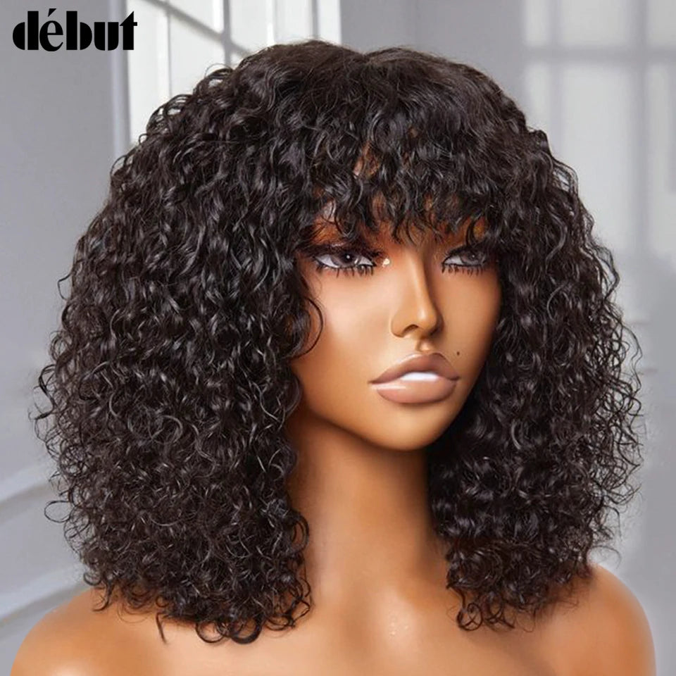 Jerry Curly Pixie Bob Human Hair Wig with Bangs – Wear & Go