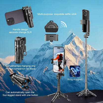 Magnetic Selfie Stick P15mini-C – USB-C Rechargeable, 360° Rotation & Wireless Remote
