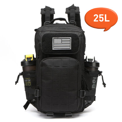 Tactical Backpack 25L/50L MOLLE Military Rucksack with 2 Bottle Holders for Hiking & Outdoor