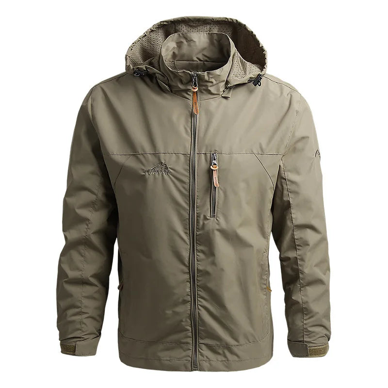 Men's Waterproof Tactical Windbreaker Jacket – Hooded Outdoor Coat