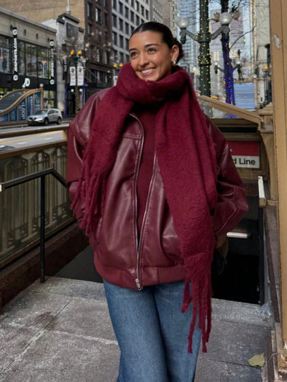Pashmina Winter Scarf – Women's Thick Warm Shawl with Tassels