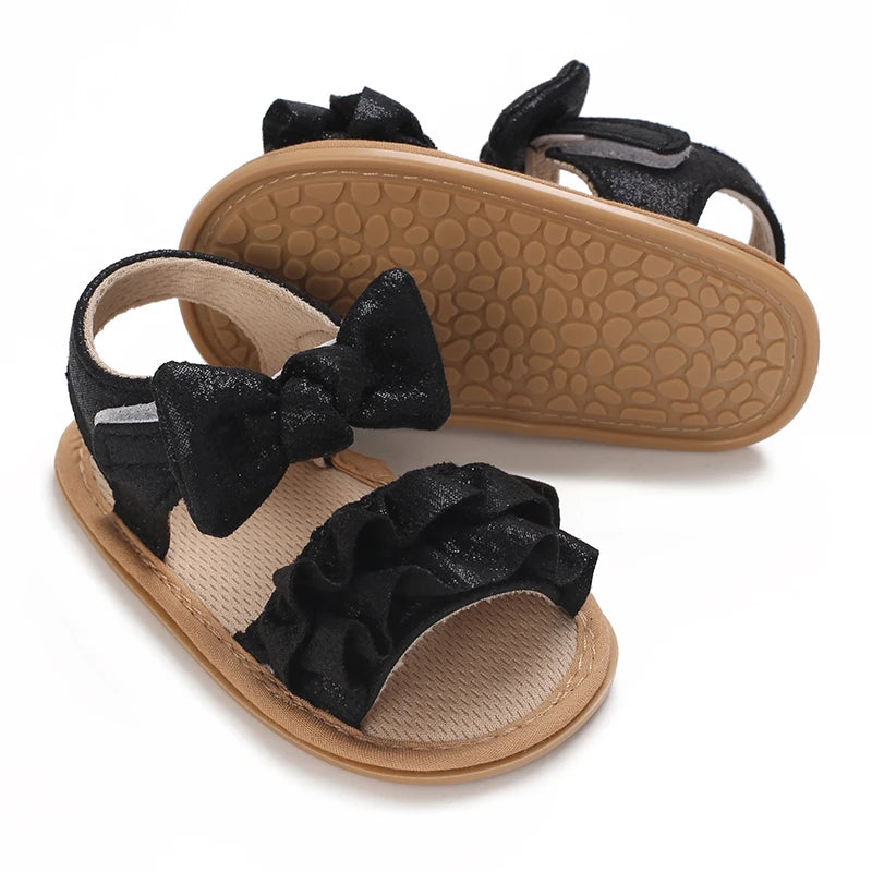 Baby Girl Sandals – Princess Ruffle Flat Shoes with Anti-Slip Rubber Sole