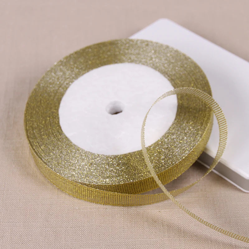 Glitter Satin Ribbon 6mm x 25 Yards – Wedding, Party & Gift Wrapping