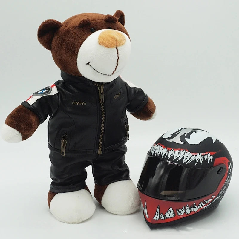 Motorcycle Helmet Teddy Bear Plush Toy – Kawaii Biker Bear Stuffed Animal Gift