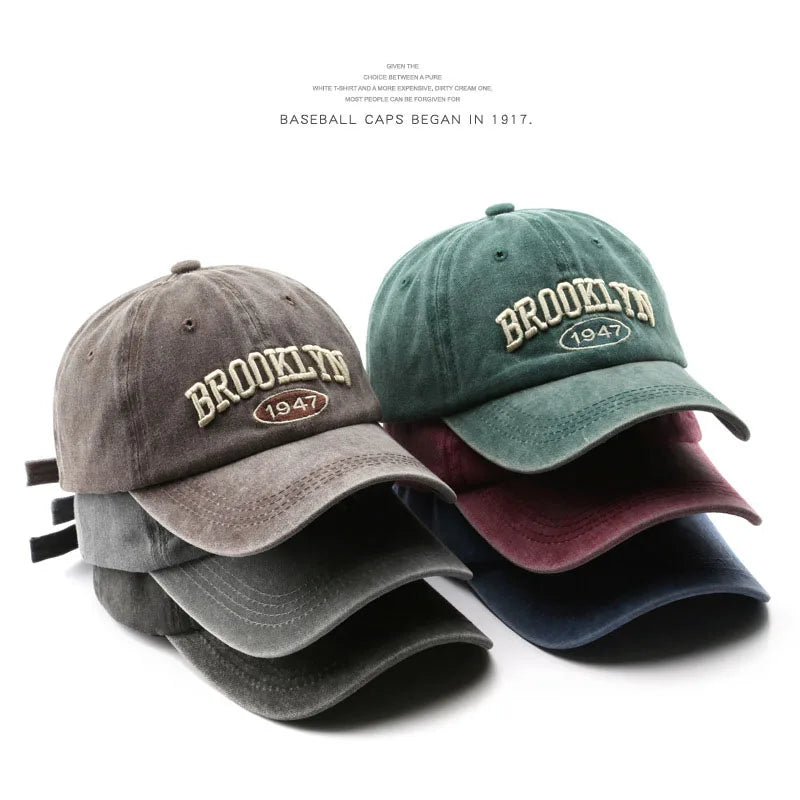 Brooklyn 1947 Embroidered Baseball Cap – Unisex Washed Cotton