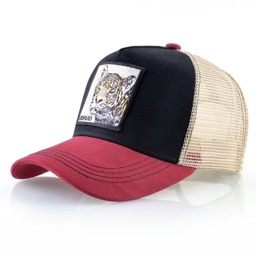 Unisex Embroidered Animal Patch Trucker Snapback Cap