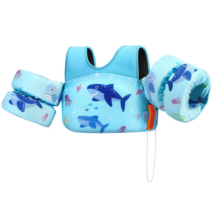 Kids Swim Life Vest with Foam Arm Floats & Safety Whistle – 20–70 lbs