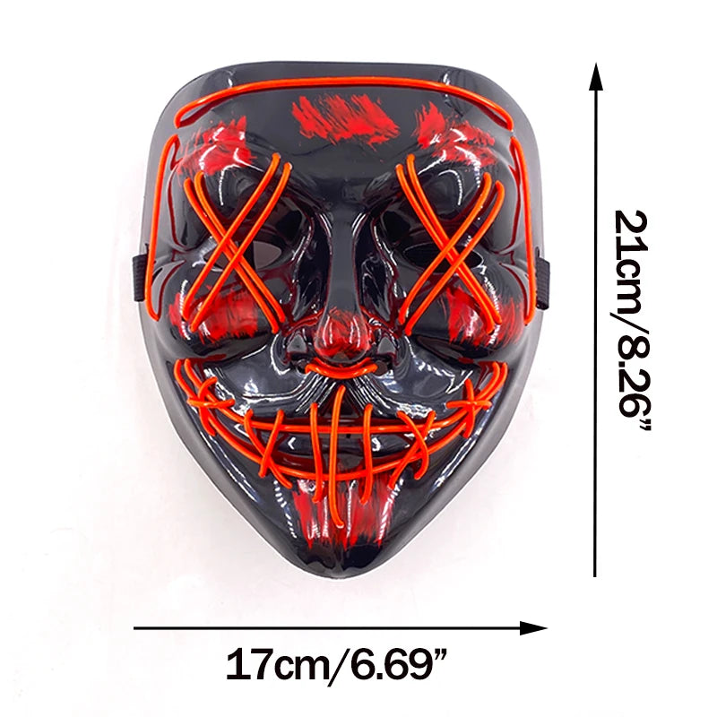 LED Purge Mask – Neon Glow Halloween Cosplay Mask