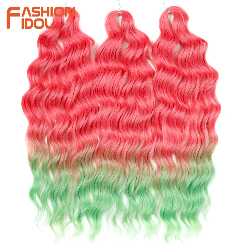 Deep Wave Braiding Hair Extensions 24 Inch – Synthetic Water Wave Crochet Hair