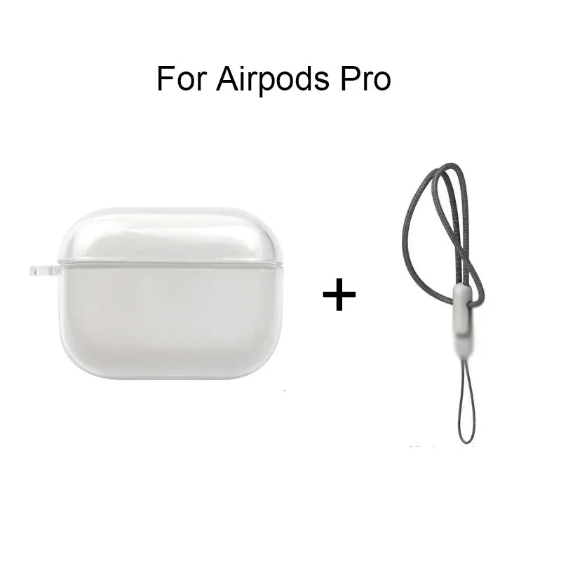 Clear TPU AirPods Case with Lanyard Strap – Shockproof