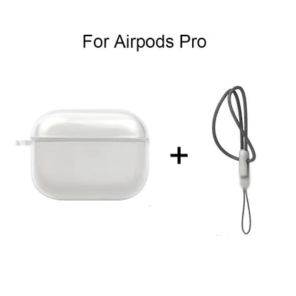 Clear TPU AirPods Case with Lanyard Strap – Shockproof