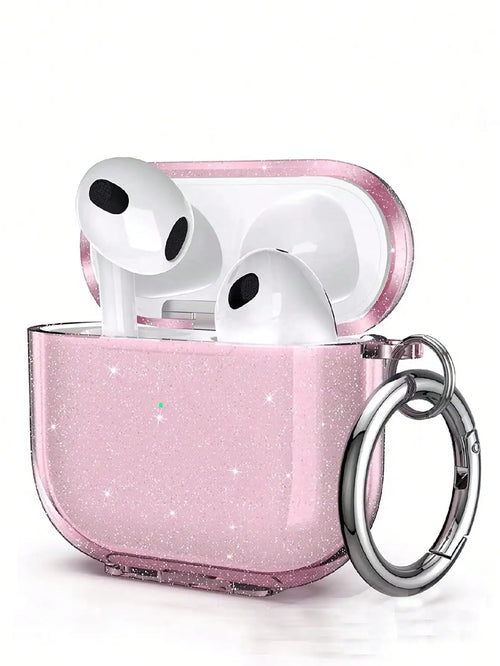 Glitter AirPods Case with Keychain Ring – Clear Sparkle Cover