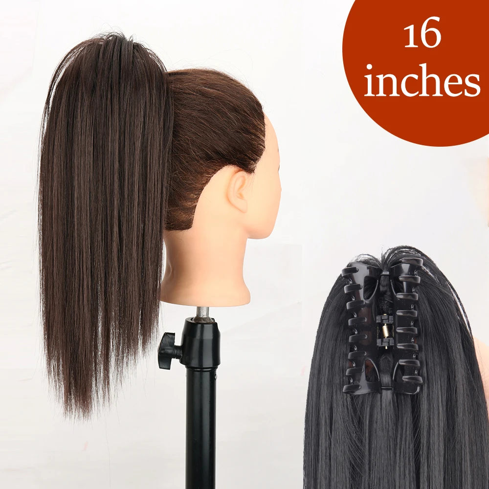 Claw Clip Ponytail Hair Extension 24 Inch Wavy Synthetic Heat Resistant