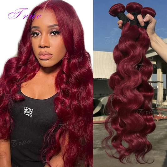 Brazilian Body Wave Hair Bundles 16A Remy Human Hair – 99J Burgundy & Natural Black