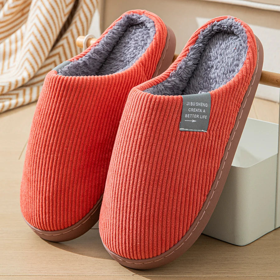 Women's Plush Indoor Slippers – Thick Sole Non-Slip Warm Winter