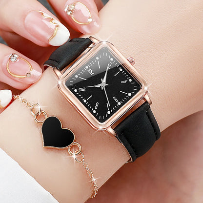 Women's Square Watch & Heart Bracelet Set – 2 or 4 Piece