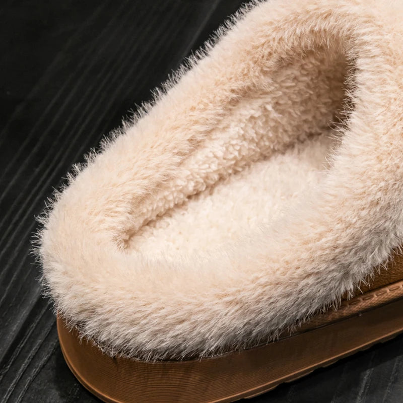 Fluffy Indoor Slippers with Thick EVA Sole – Unisex Warm House Shoes