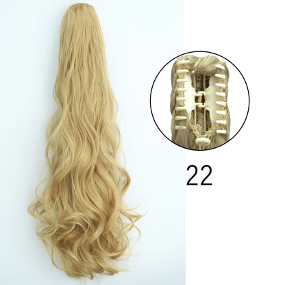 Claw Clip Ponytail Hair Extension 24 Inch Wavy Synthetic Heat Resistant