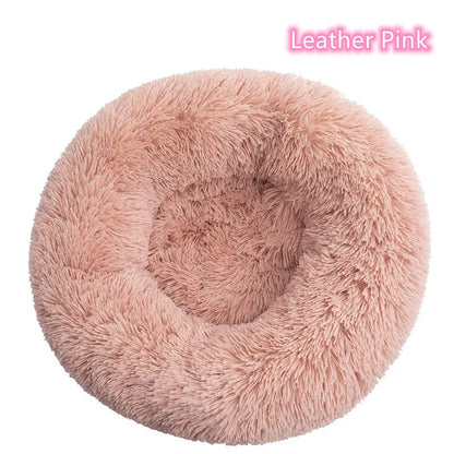 Calming Donut Cat Bed – Super Soft Plush Washable Pet Sleeping Cushion