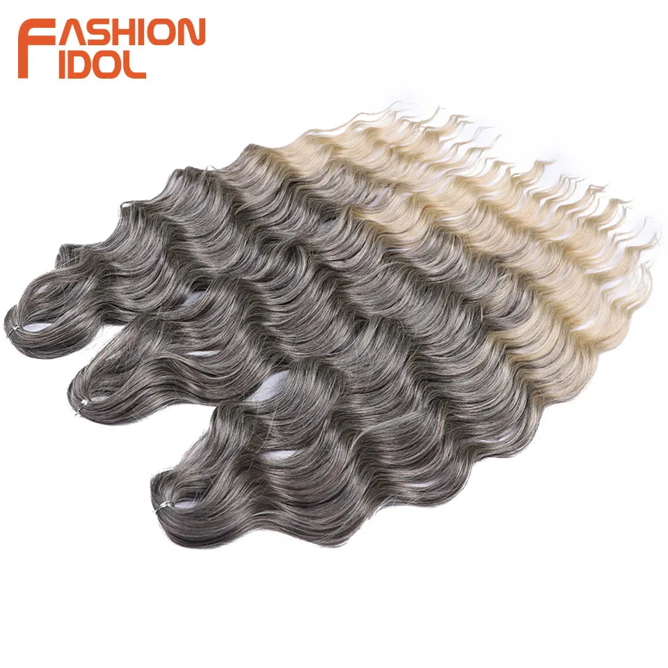 Deep Wave Braiding Hair Extensions 24 Inch – Synthetic Water Wave Crochet Hair