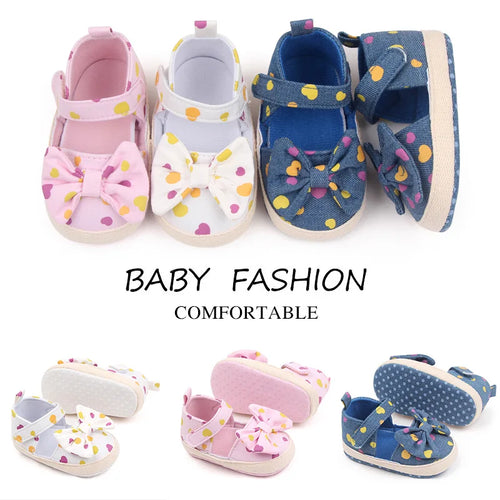 Baby Girl Bowknot Sandals – Dot Print Soft Sole First Walker