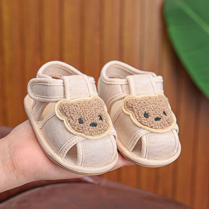 Baby Cartoon Bear Sandals – Soft Rubber Sole First Walker Shoes