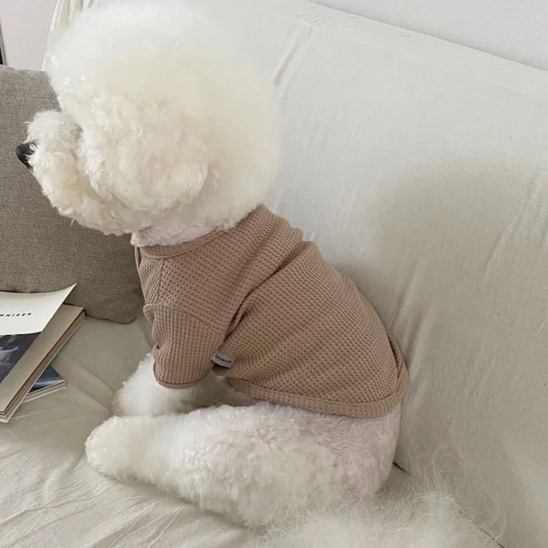 Dog Winter Shirt – Soft Solid Waffle Knit Pet Sweater XS–XL
