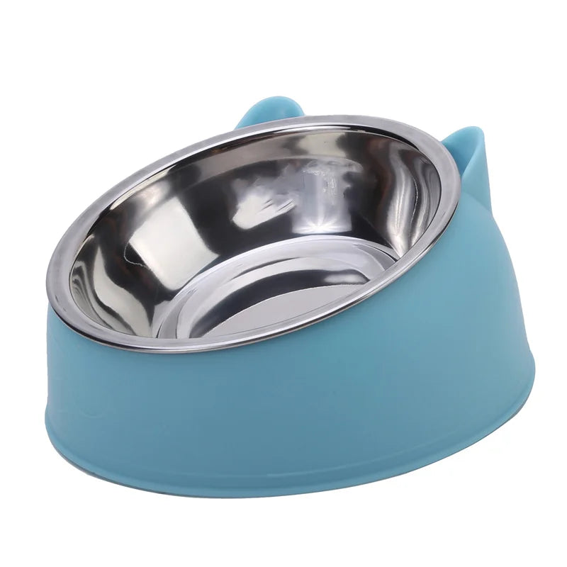Tilted Stainless Steel Pet Feeding Bowl for Cats & Dogs