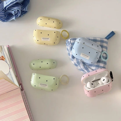 Cute Polka Dot AirPods Case with Dalmatian Dog Charm