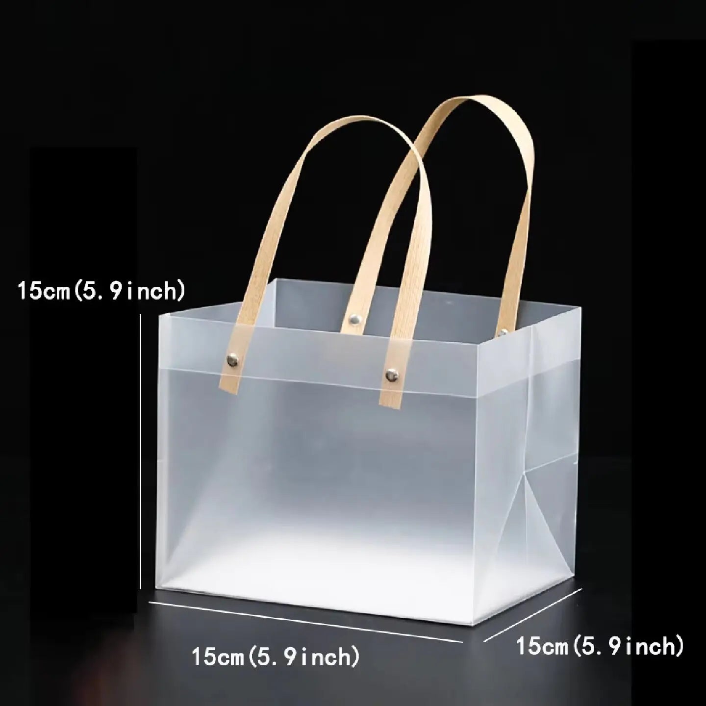 Frosted Transparent Plastic Gift Bags with Handles (10pcs)
