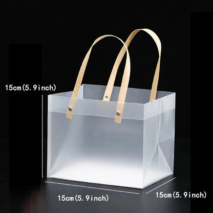 Frosted Transparent Plastic Gift Bags with Handles (10pcs)