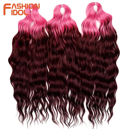 Deep Wave Braiding Hair Extensions 24 Inch – Synthetic Water Wave Crochet Hair