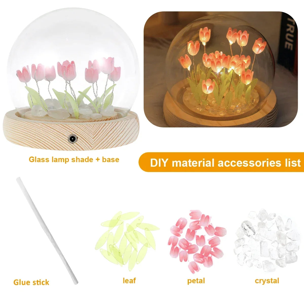 DIY Tulip Night Light Kit – Handmade LED Flower Lamp for Home Decor & Gifts