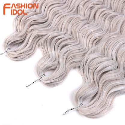 Deep Wave Braiding Hair Extensions 24 Inch – Synthetic Water Wave Crochet Hair