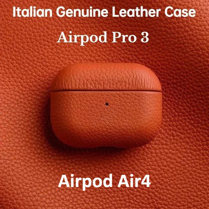 Genuine Leather AirPods Case – Litchi Texture, Italian Style