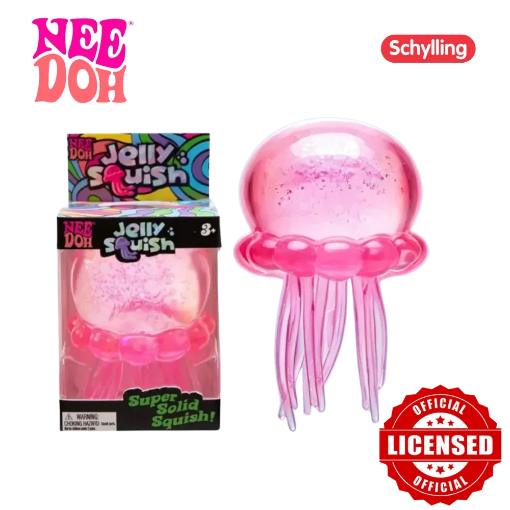 Needoh Jelly Squish Jellyfish Squishy Toy – Glitter Stress Relief Squeeze Ball