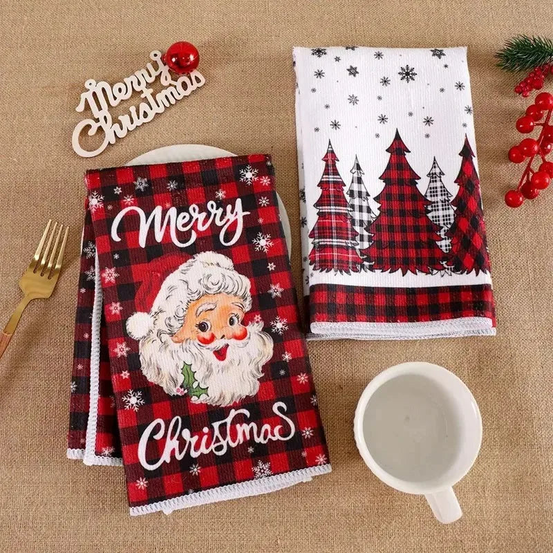 Christmas Kitchen Hand Towels Buffalo Plaid – Set of 2