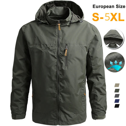 Men's Waterproof Tactical Windbreaker Jacket – Hooded Outdoor Coat