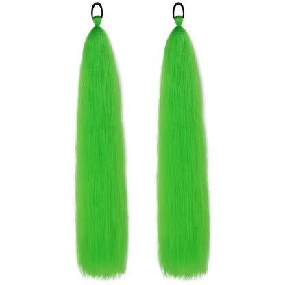 Synthetic Ponytail Extension – Long Straight Wrap-Around Hairpiece (2 Pcs)