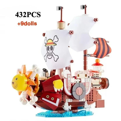 One Piece Thousand Sunny Pirate Ship Building Block Set with 9 Figures