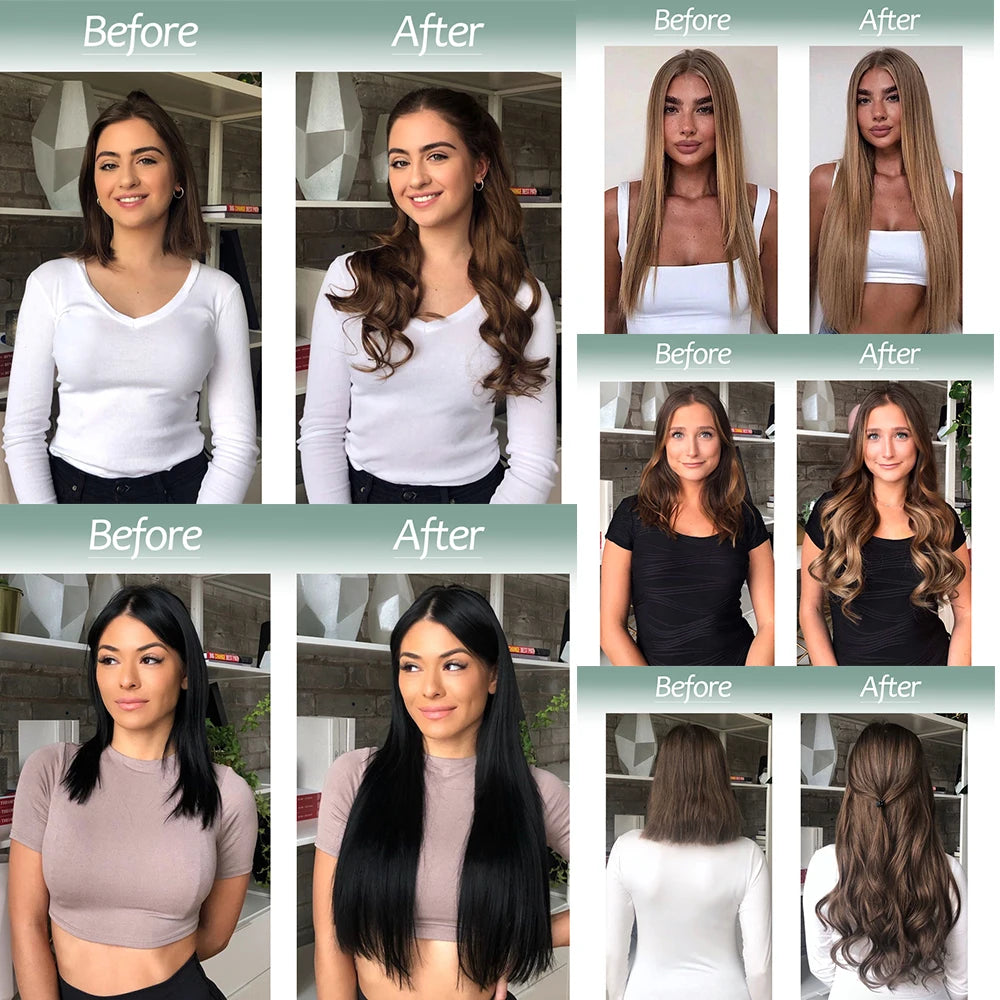 No-Clip Halo Hair Extensions – Long Wavy Synthetic Hairpiece