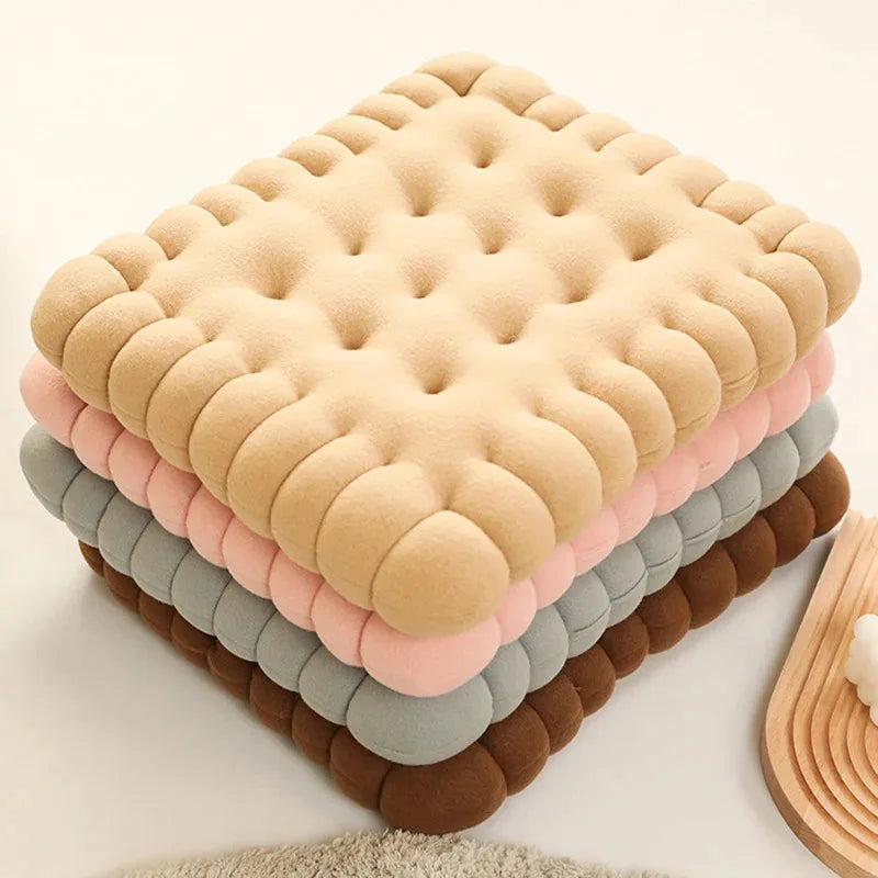 Biscuit Shape Seat Cushion – Cute Soft Thick Floor Pillow for Home & Balcony