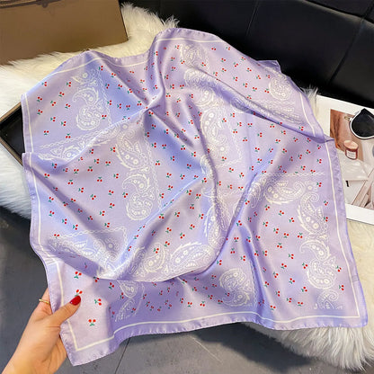 Paisley Print Silk Square Scarf for Women – 70x70cm