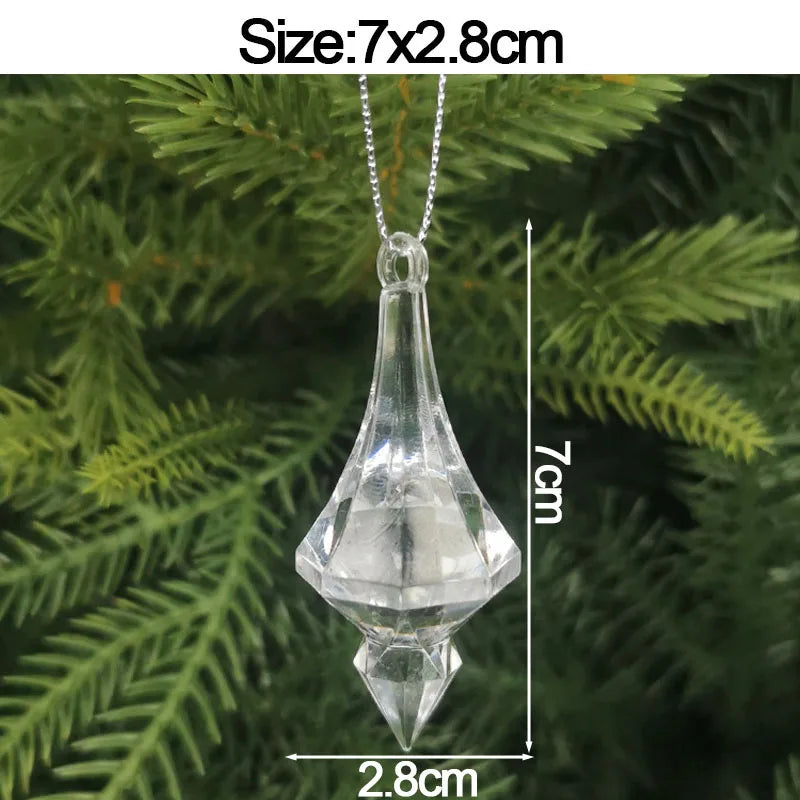 Crystal Acrylic Christmas Tree Hanging Ornaments – 5-Pack