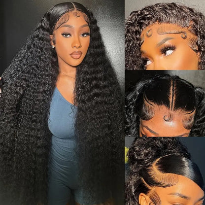 Deep Wave Lace Front Wig – Human Hair, Glueless 4x4 5x5 13x4 13x6, 180% 200% Density